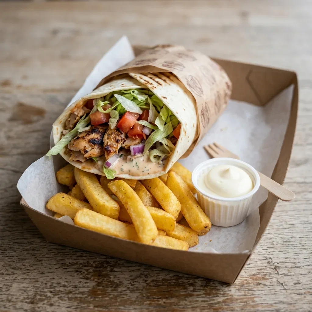 Dürüm kebab with fries