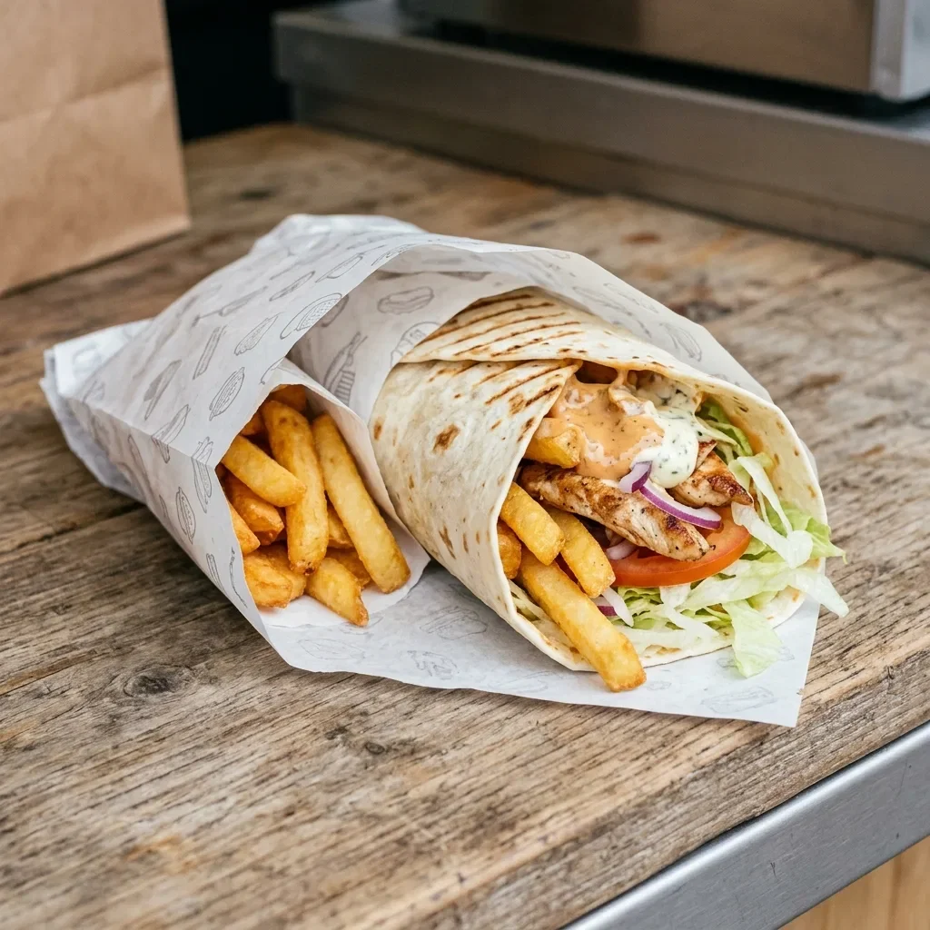 Dürüm chicken fillet with fries
