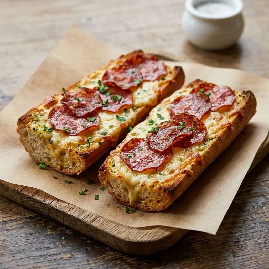 Lookbaguette met kaas en salami