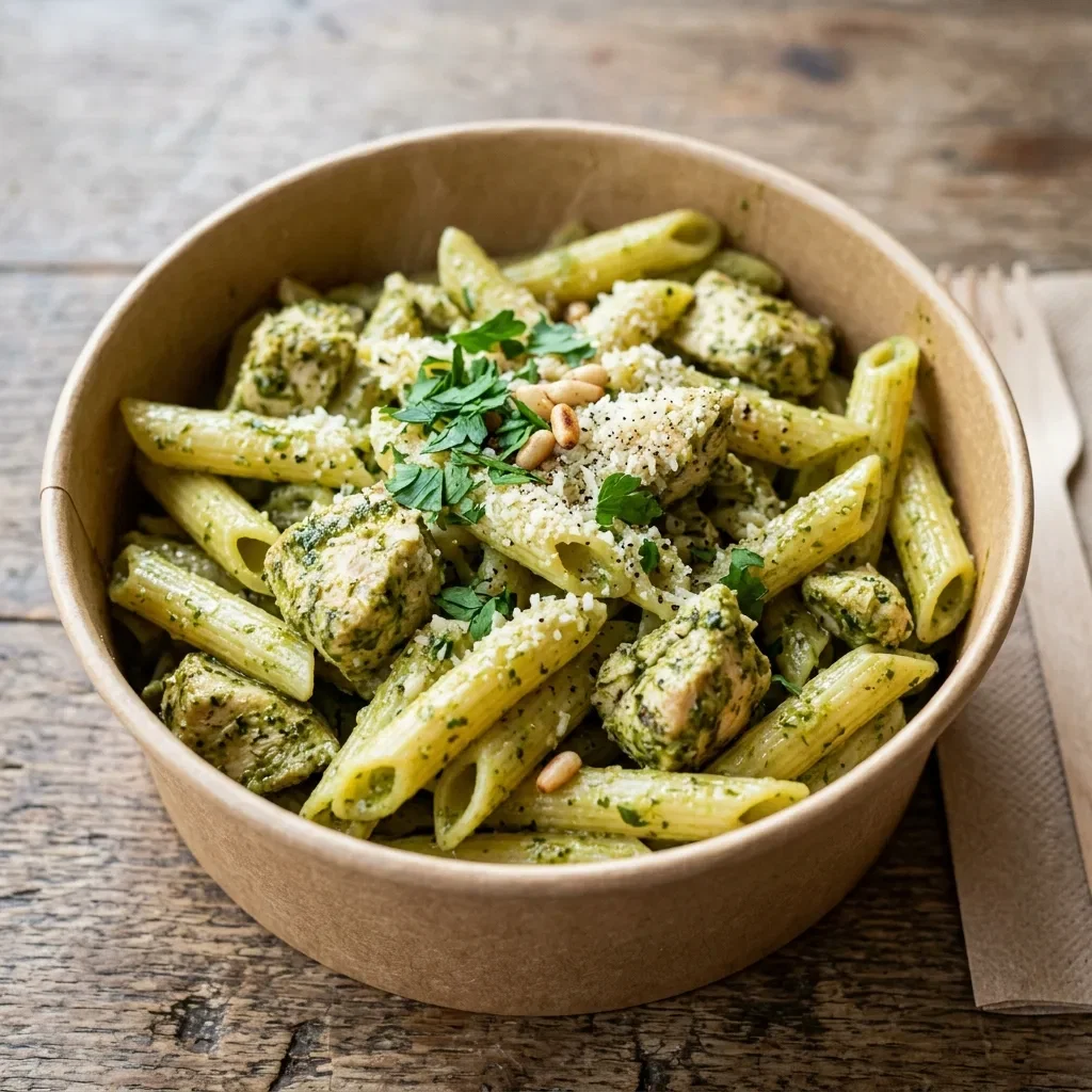Penne pesto chicken