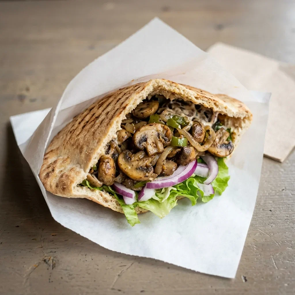 Broodje pita champignons