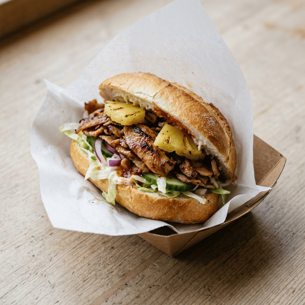 Klein broodje kebab hawai