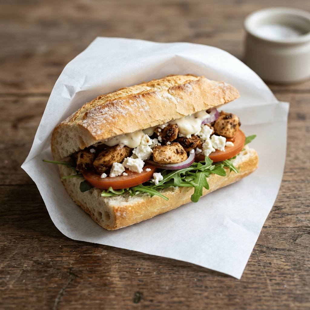 Klein broodje kip feta kaas