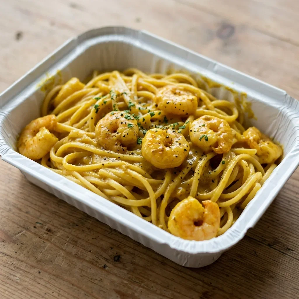 Pasta scampi curry