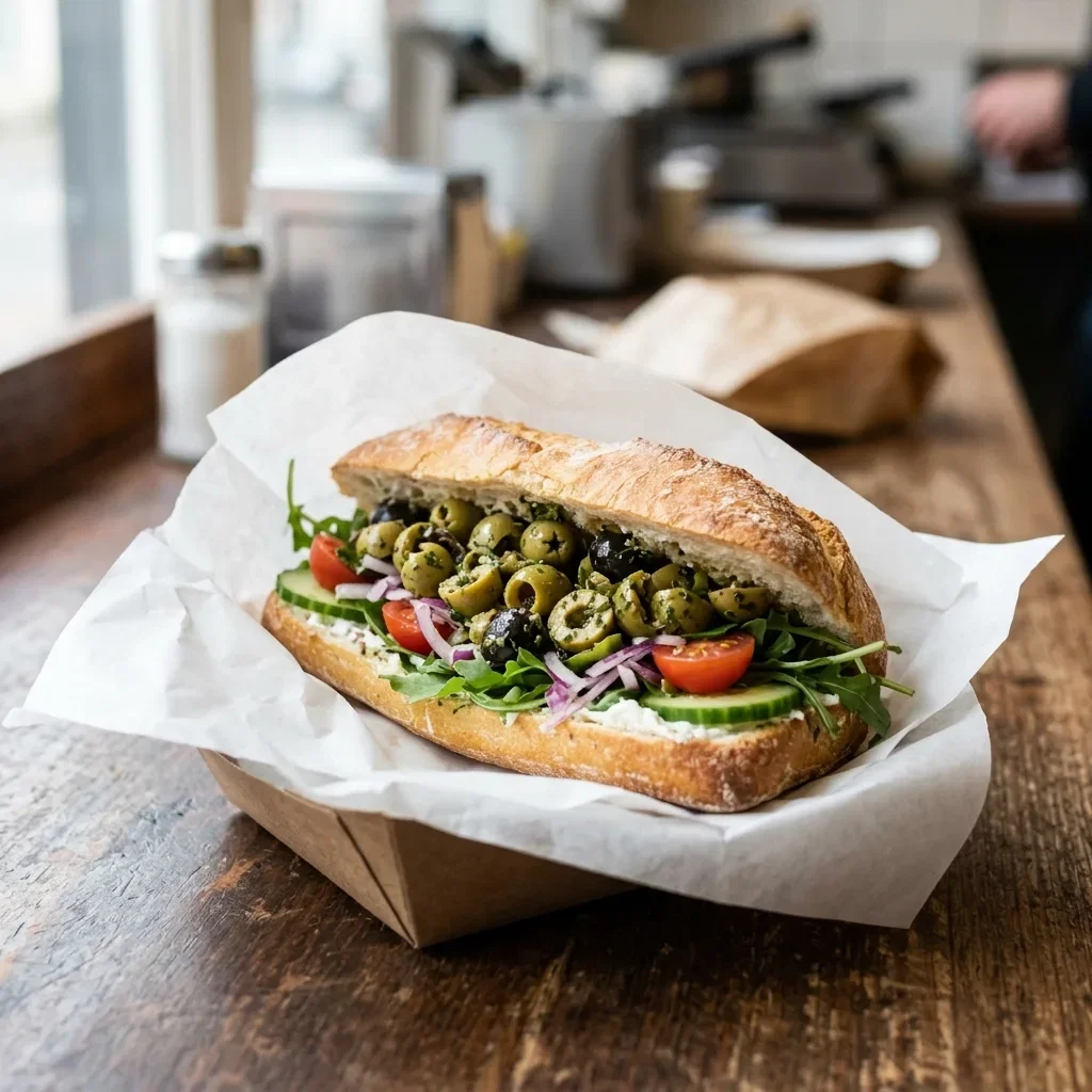 Vegetarisch broodje olijven