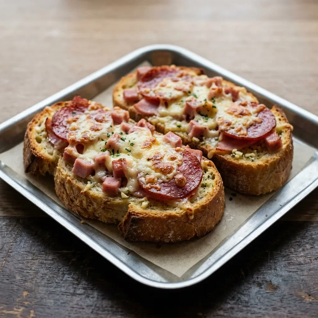 Lookbrood met kaas, ham en salami