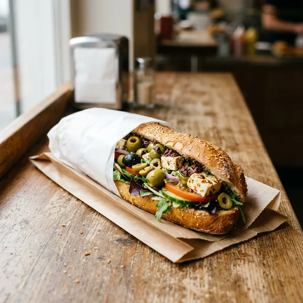 Vegetarisch broodje olijven groot