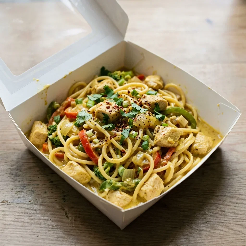 Spaghetti chicken thai