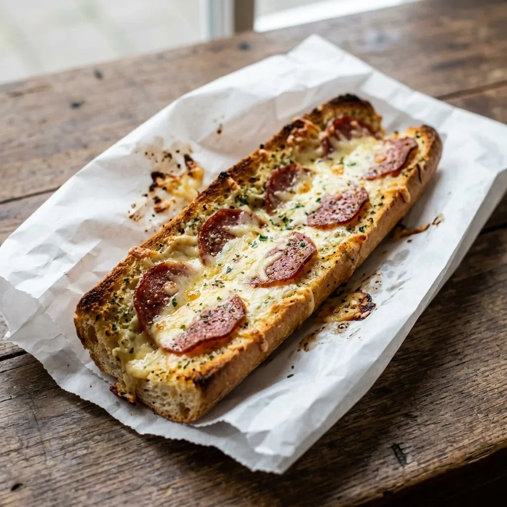 Lookbaguette met kaas en salami