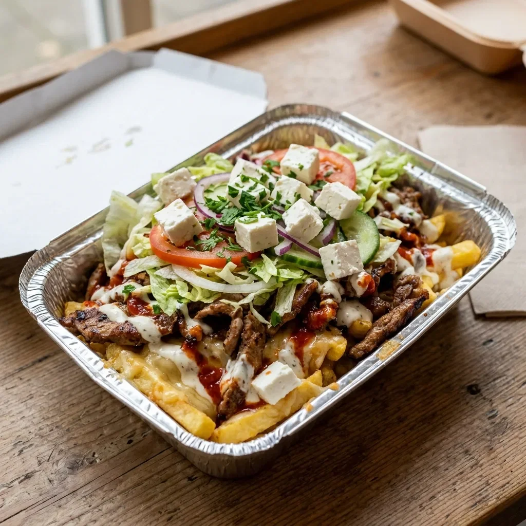 Kapsalon pita feta yaprak ( kalfsvlees)
