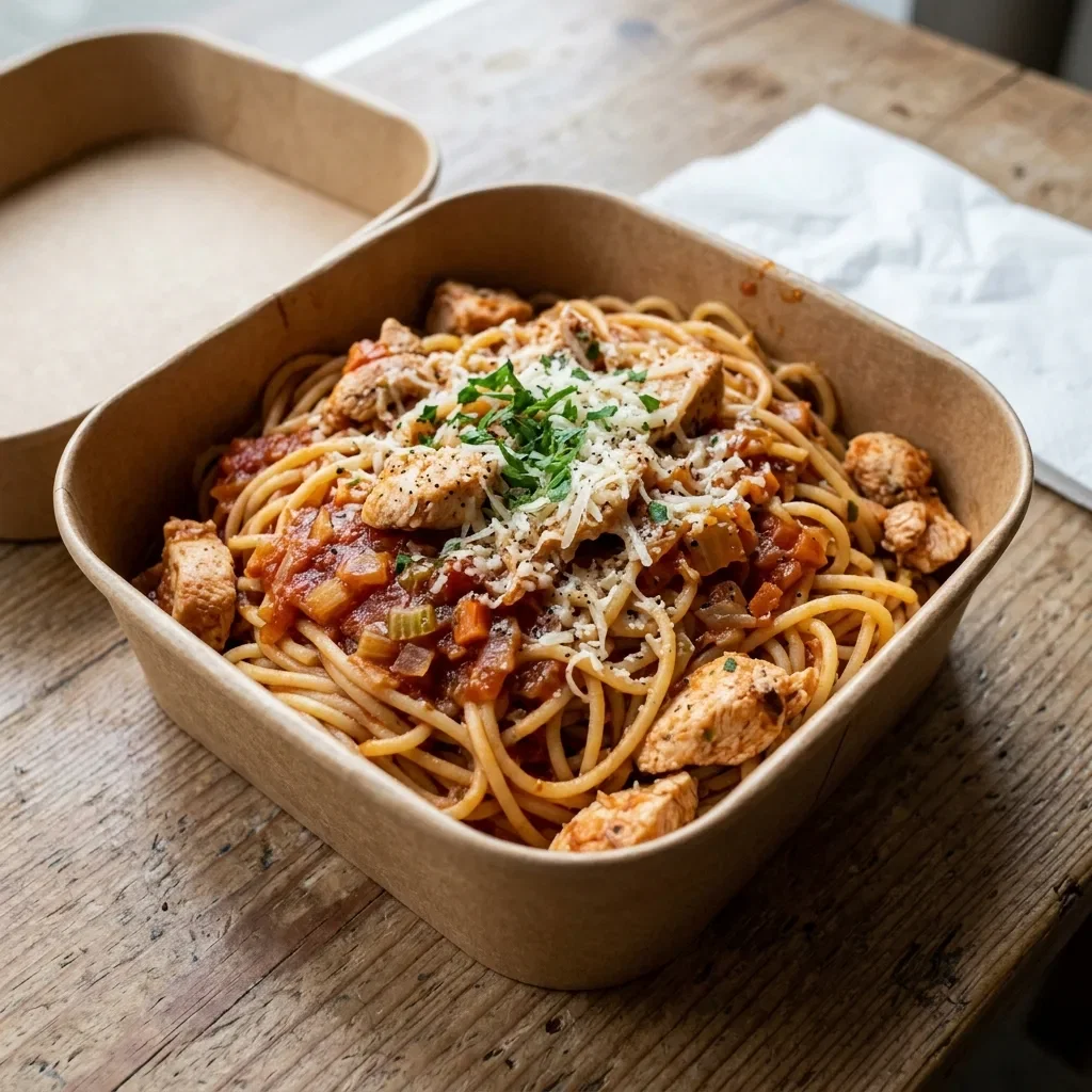 Spaghetti chicken