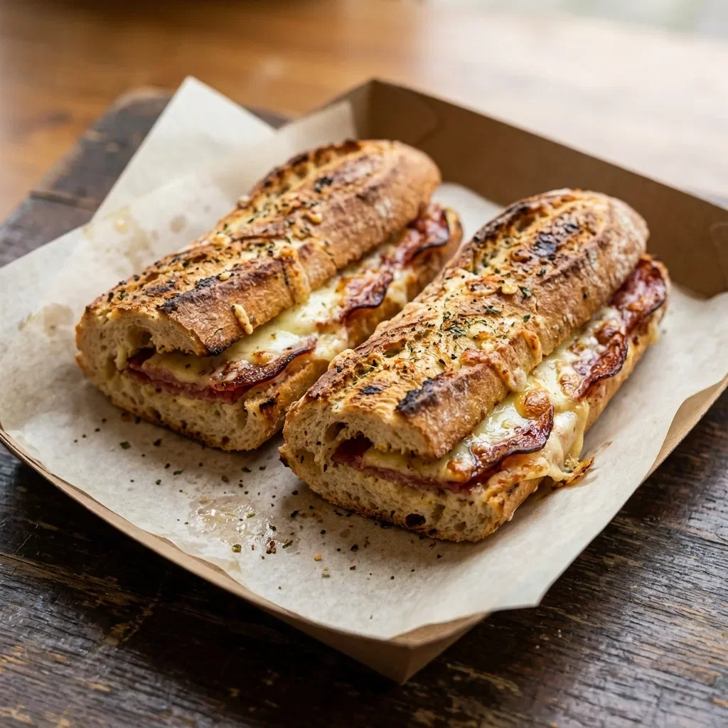 Lookbaguette met kaas en salami
