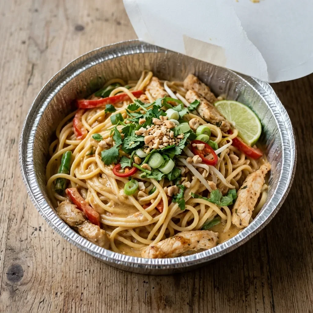 Spaghetti chicken thai