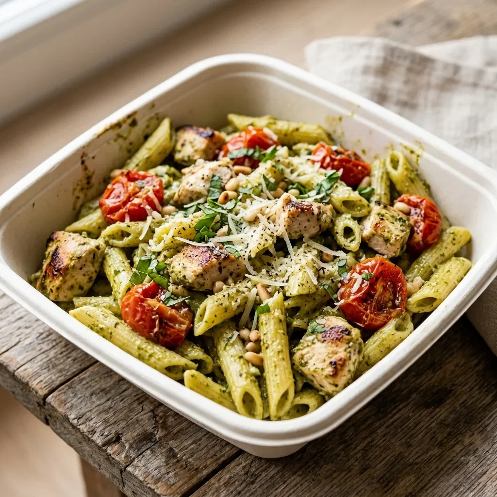 Penne pesto chicken