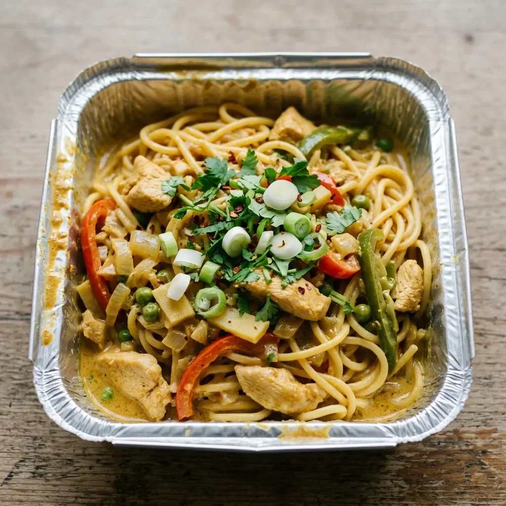 Spaghetti chicken thai