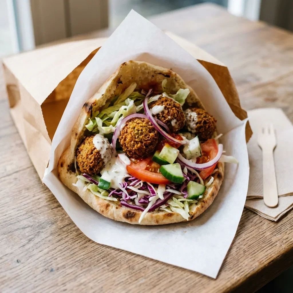Grote broodje falafel