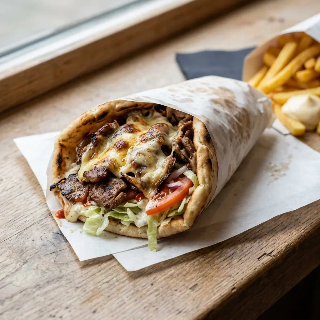 Grote broodje lams kaas