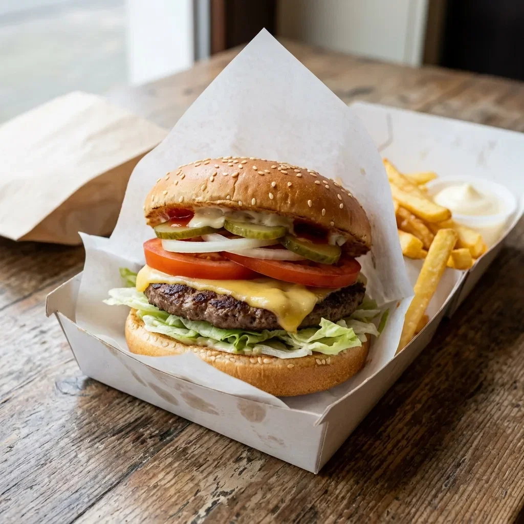 Hamburger met groenten en kaas