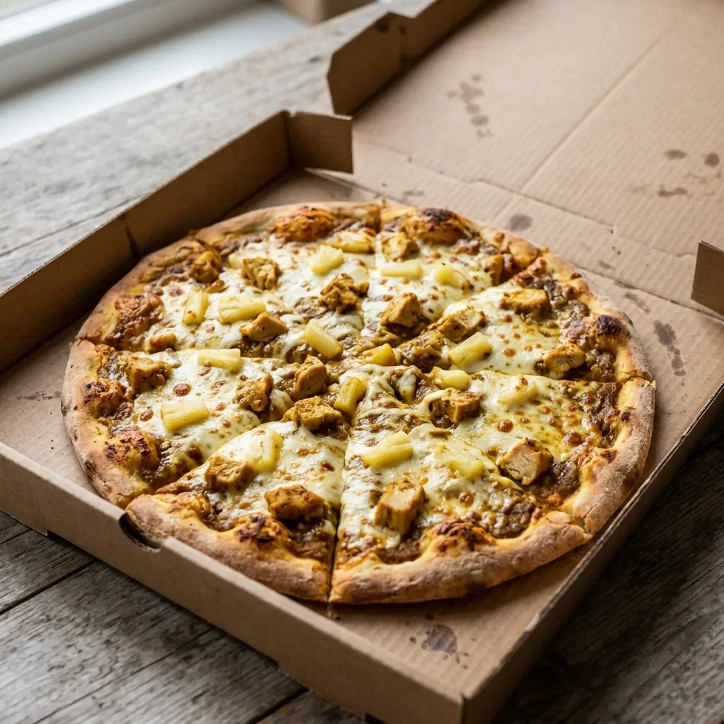 Pizza curry pollo hawaï medium
