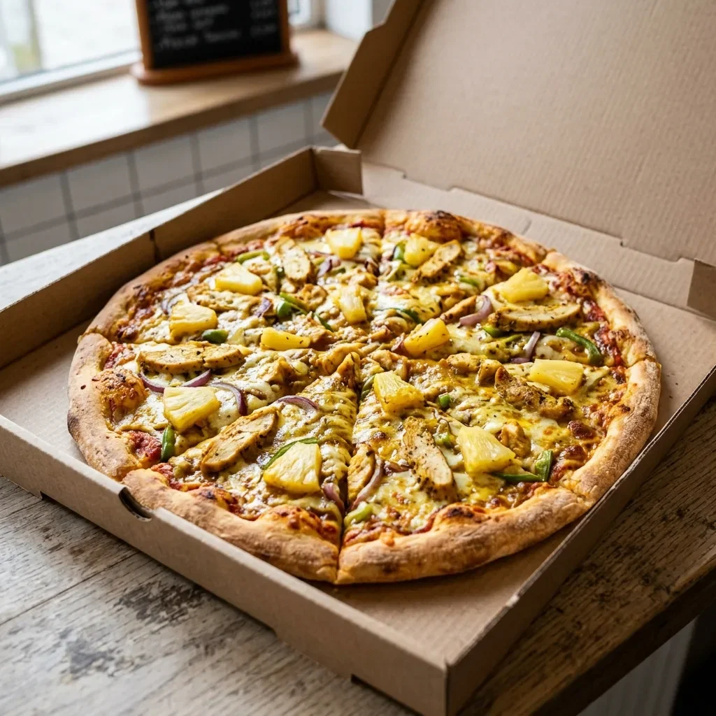 Pizza curry pollo hawaï large
