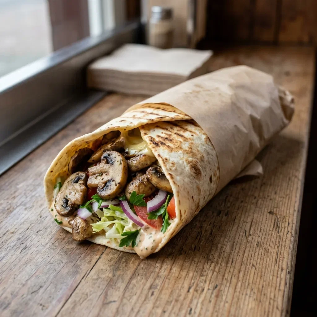 Durum pita champignons