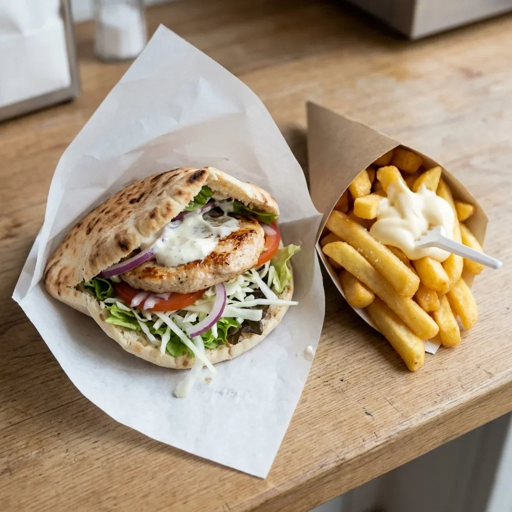 Broodje pita kipburger