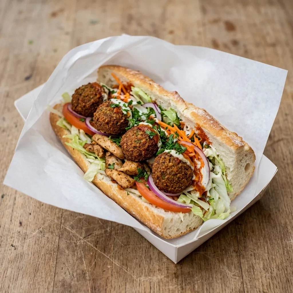 Broodje kip falafel