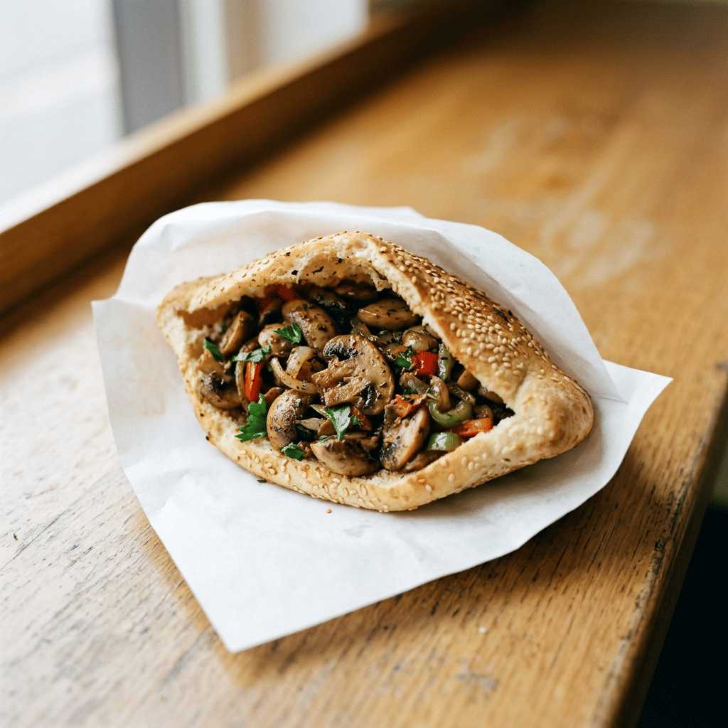 Broodje pita champignons