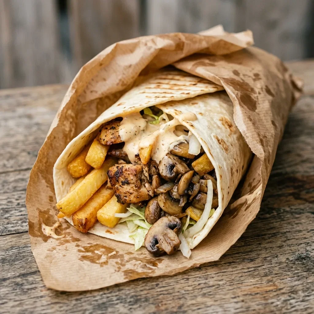 Durum friet kebab champignons
