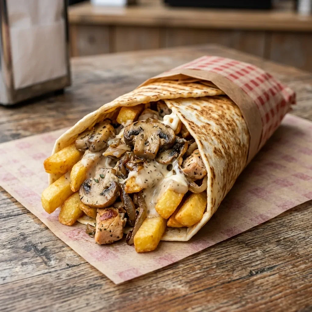 Durum friet mix champignons