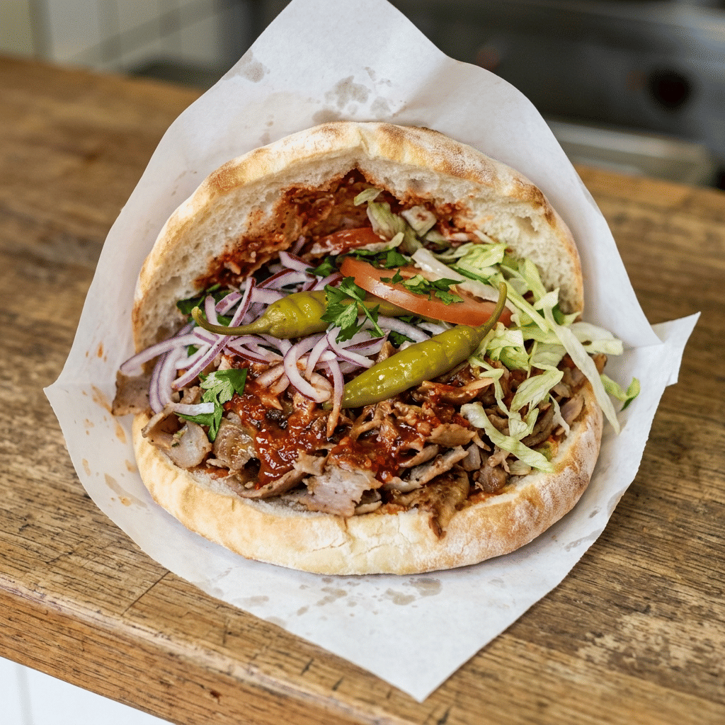 Broodje kebab pikant