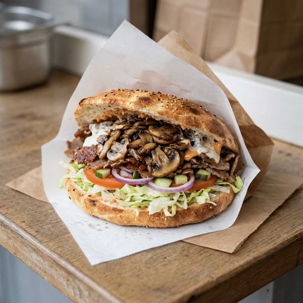 Broodje kebab champignons