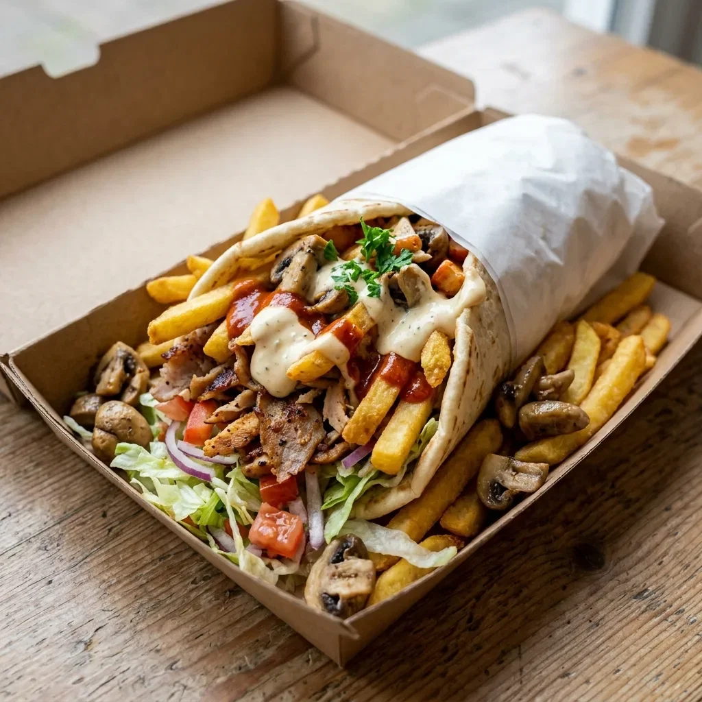 Durum xl friet pita champignons