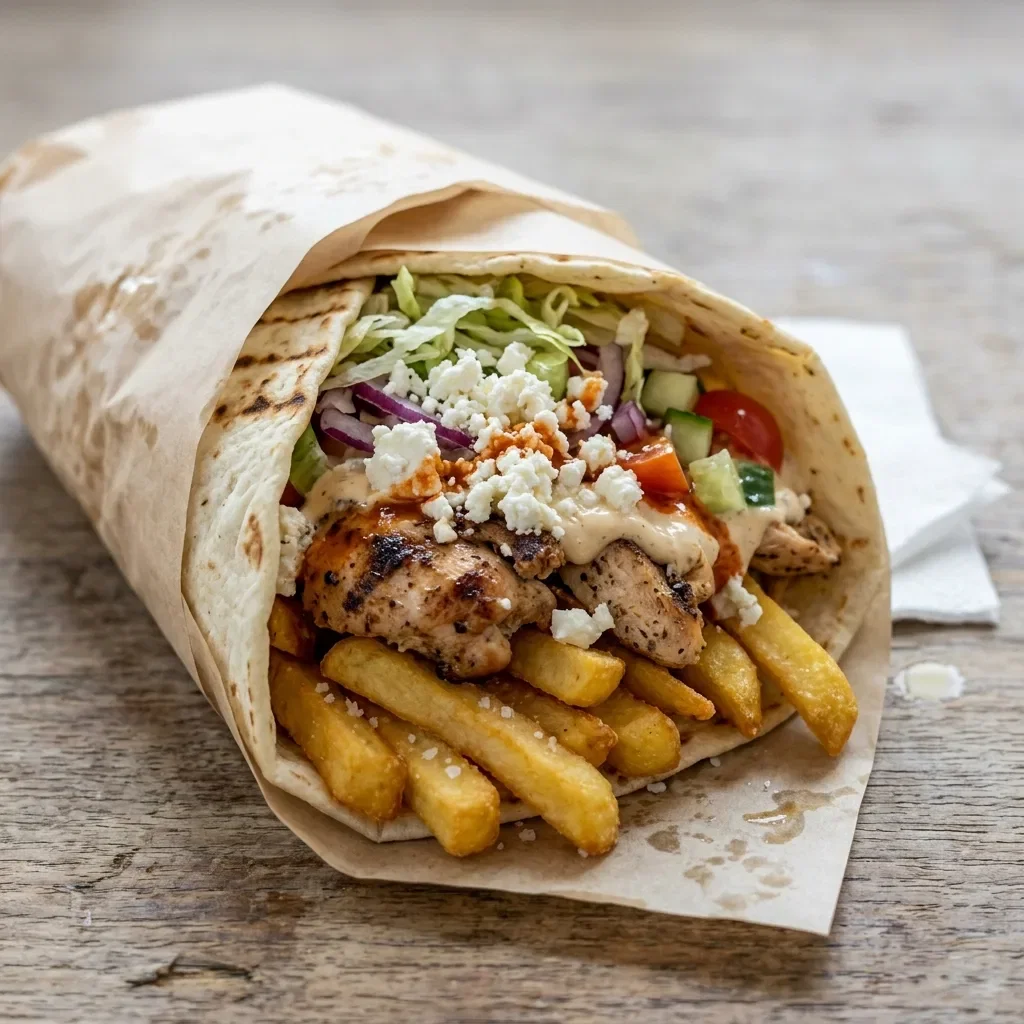 Durum friet kip feta