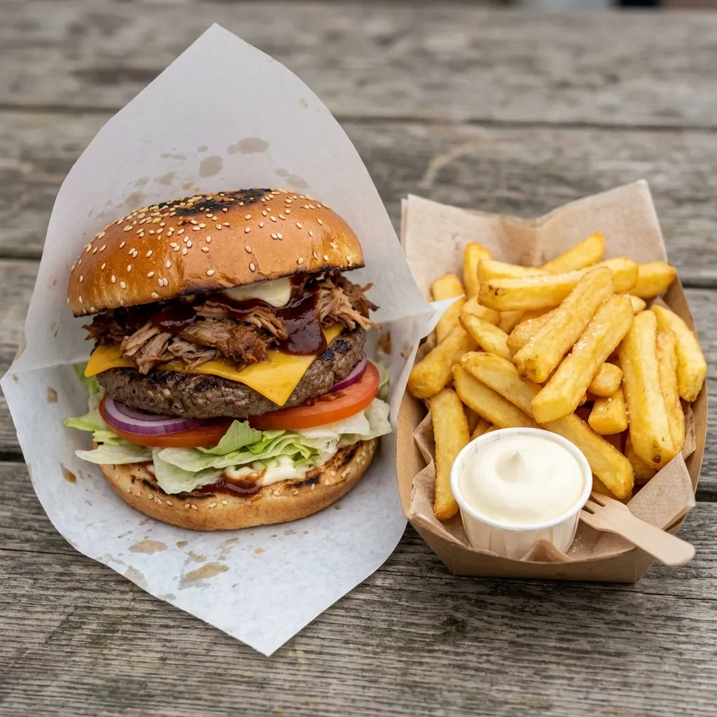 Ribburger met frieten