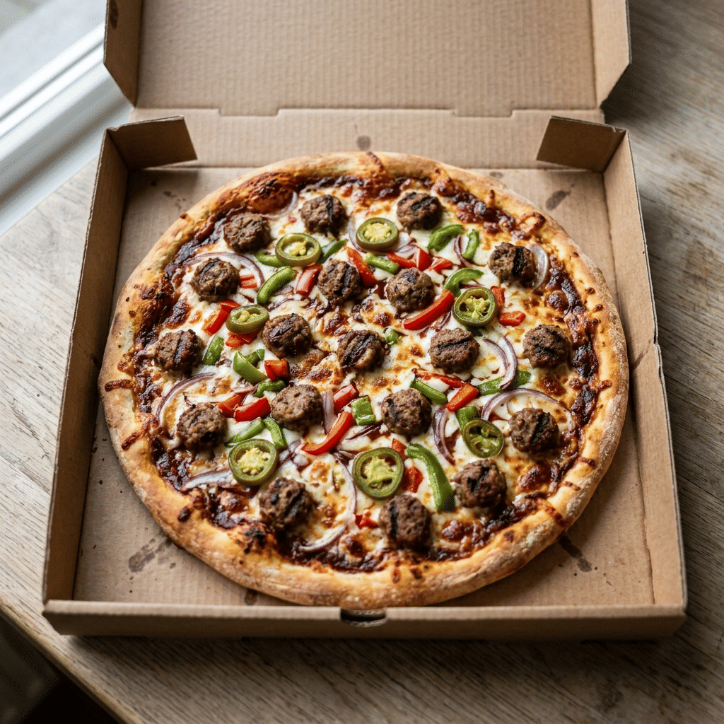 Pizza bbq hot meatballs medium