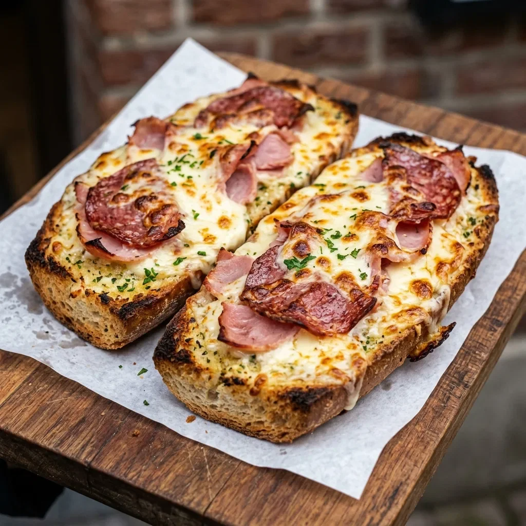 Lookbrood met kaas, ham en salami