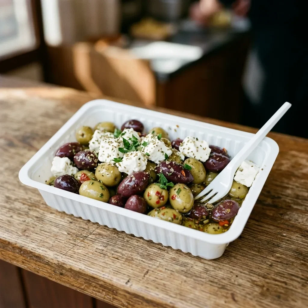 Portie olijven en feta
