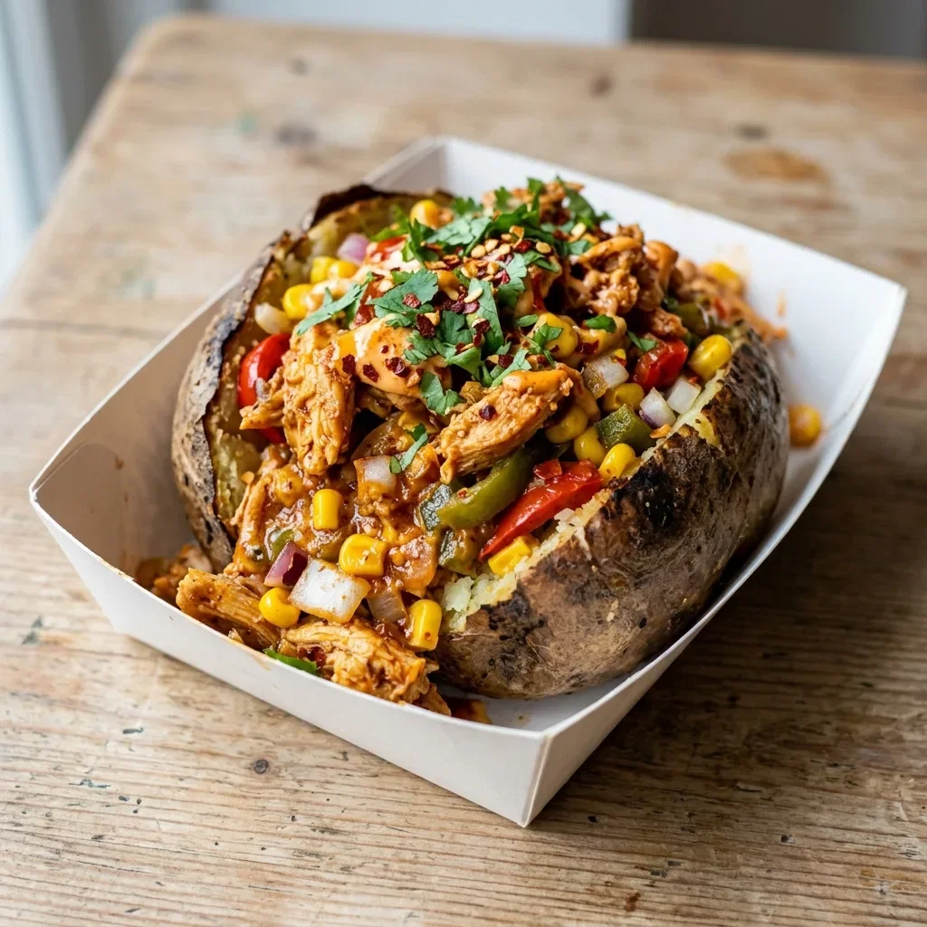 Baked potato kip mexicano