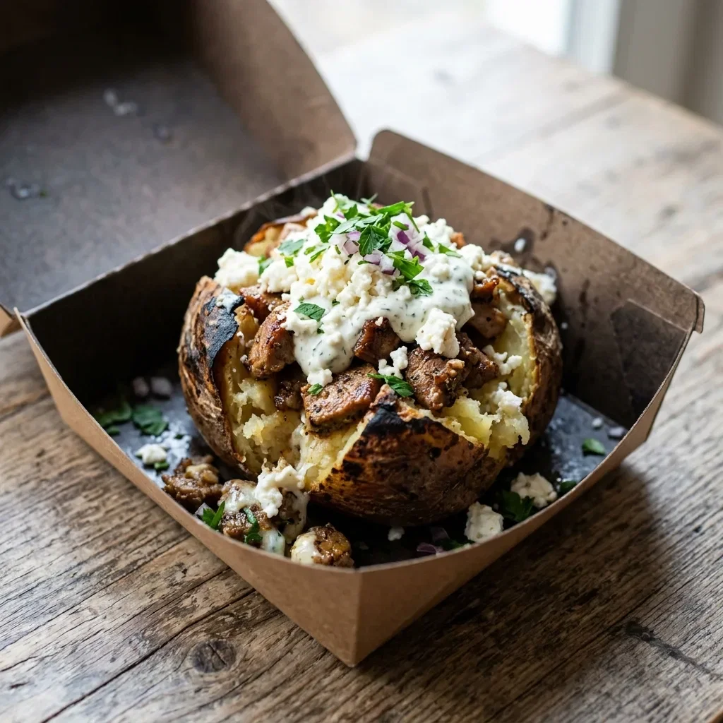 Baked potato lams fetakaas