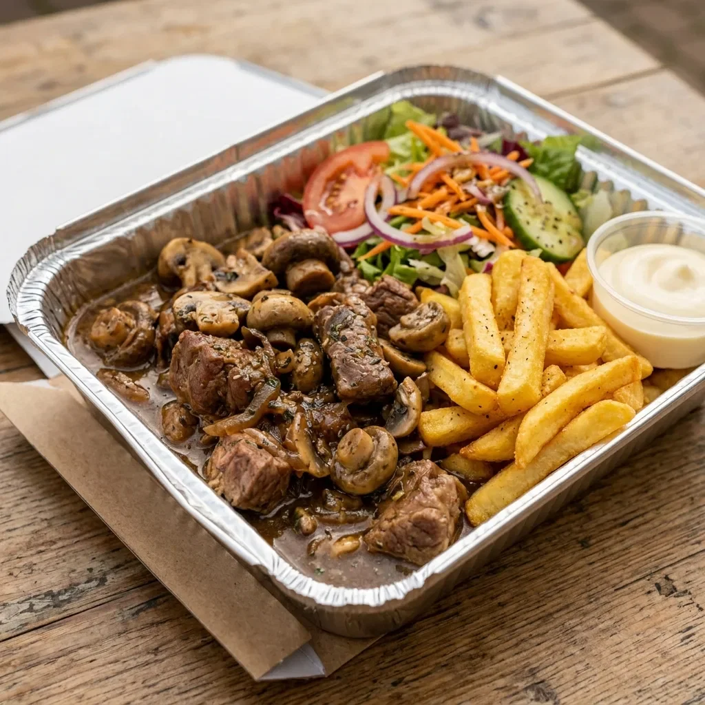 Lams schotel champignons