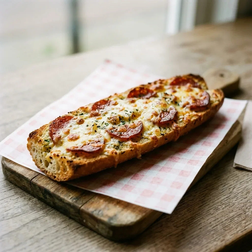 Lookbaguette met kaas en salami