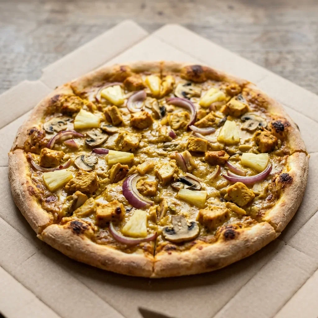 Pizza indian chicken curry medium