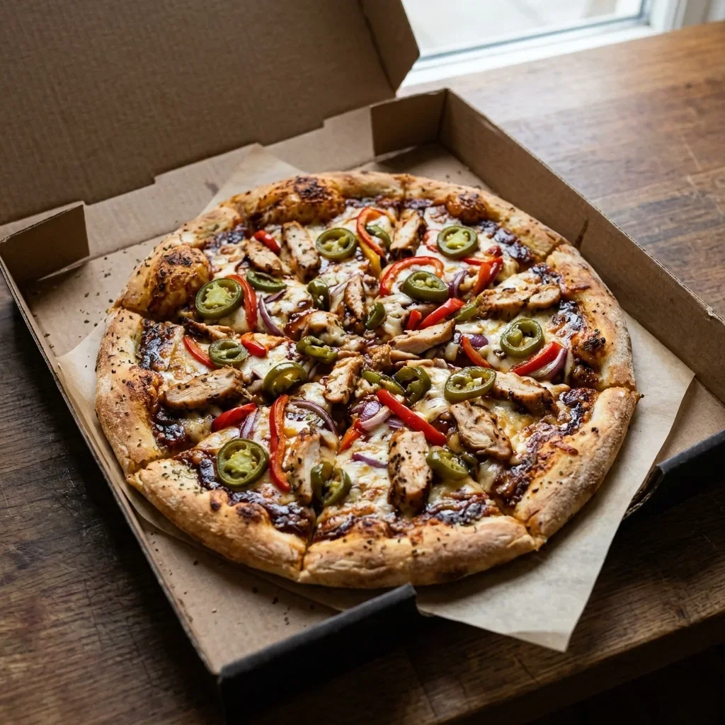 Pizza bbq hot kip medium