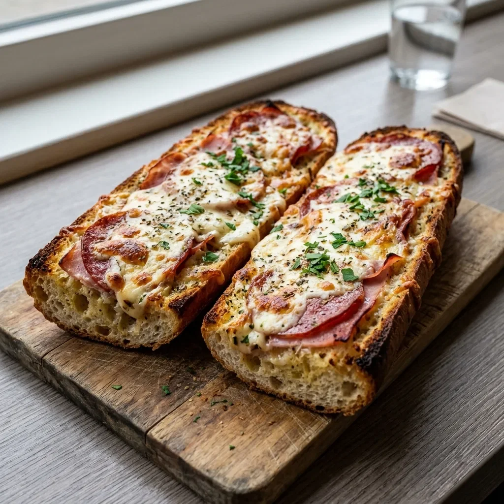 Lookbrood met kaas, ham en salami
