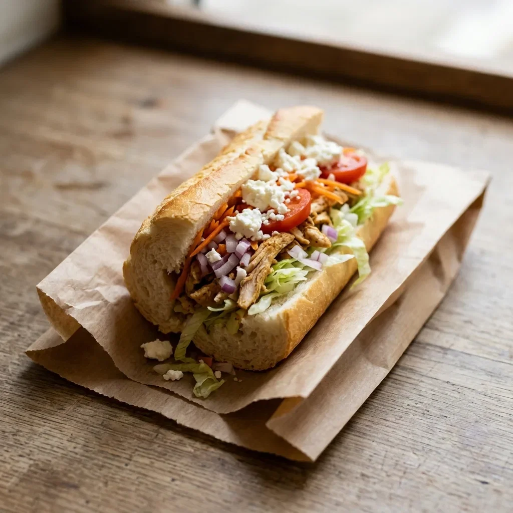 Klein broodje kip feta