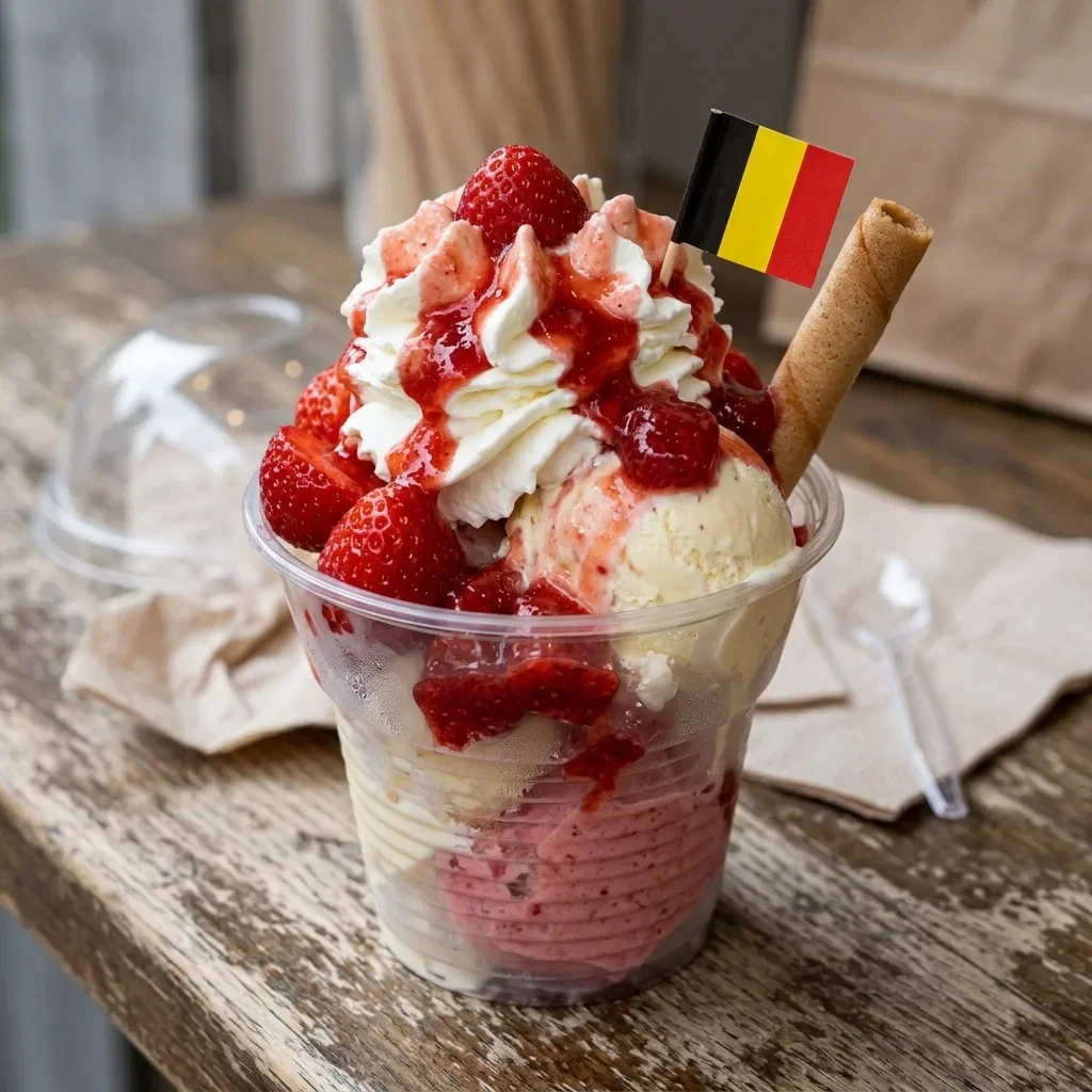 Coupe aardbei ijs