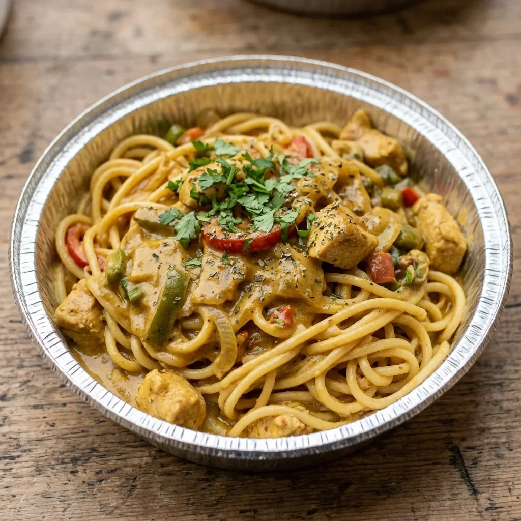 Spaghetti chicken thai