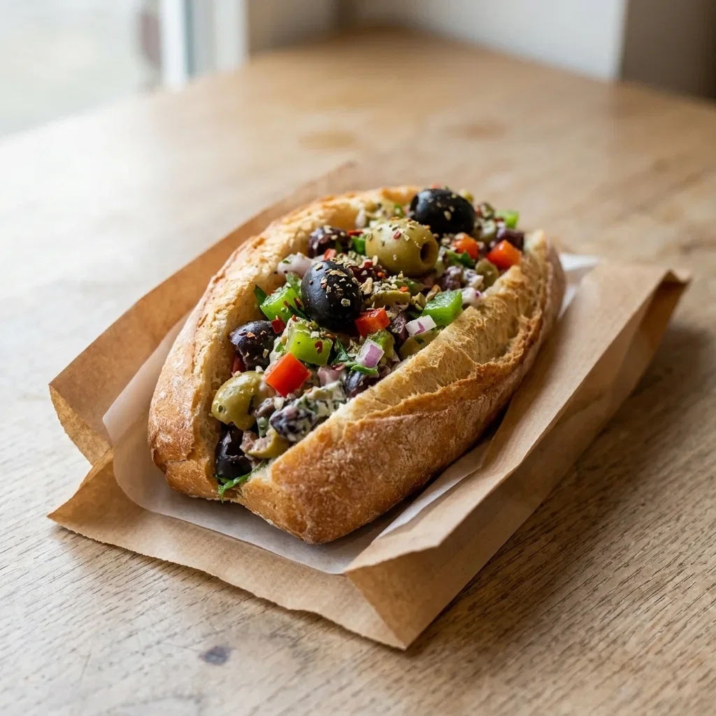 Vegetarisch broodje olijven