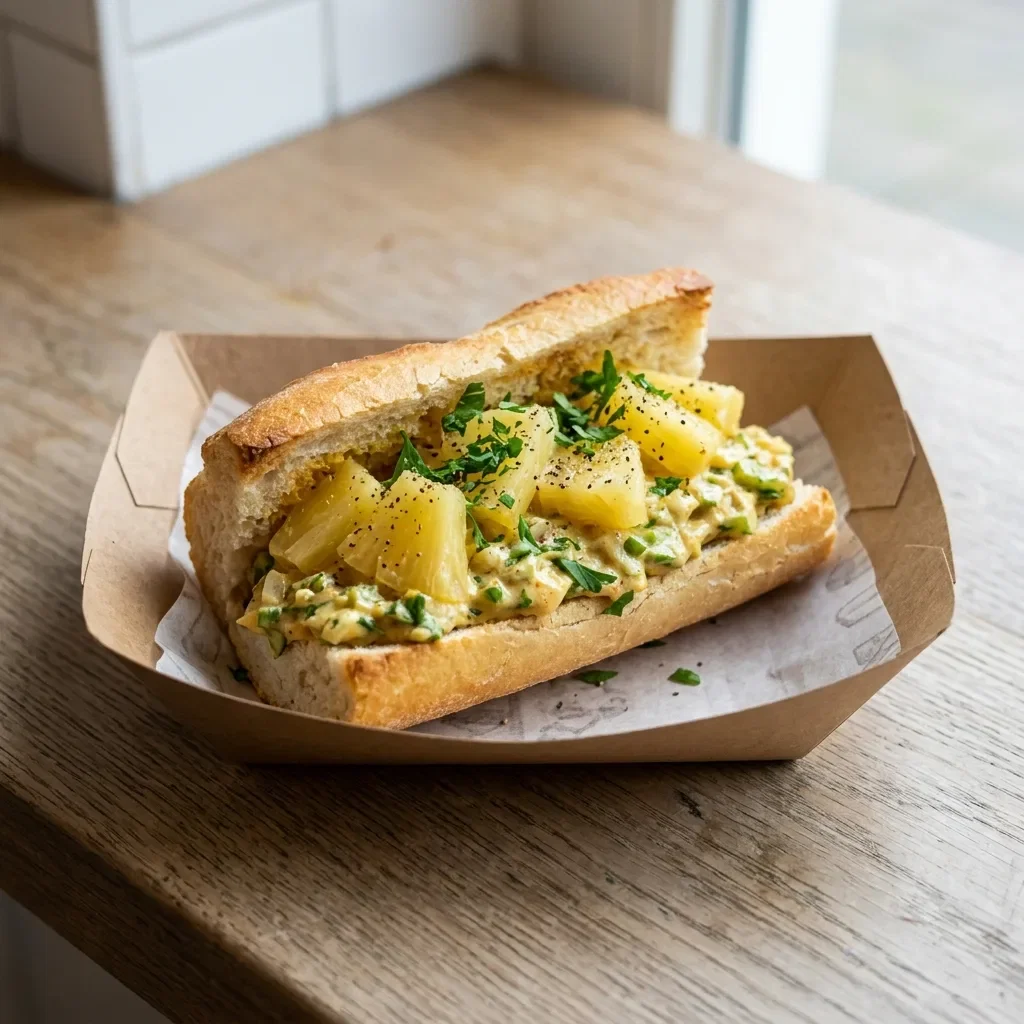 Vegetarisch broodje ananas